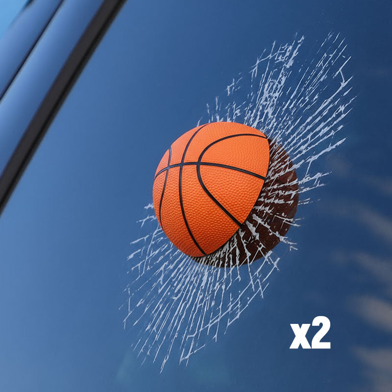 Klistremerke med 3D-ball som slår en glassknusende spøk