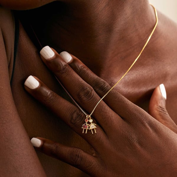 ✨Barnhänge med födelsesten, triangelhalsband för flickor, familjehalsband