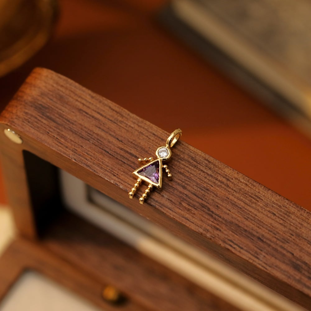 ✨Barnhänge med födelsesten, triangelhalsband för flickor, familjehalsband