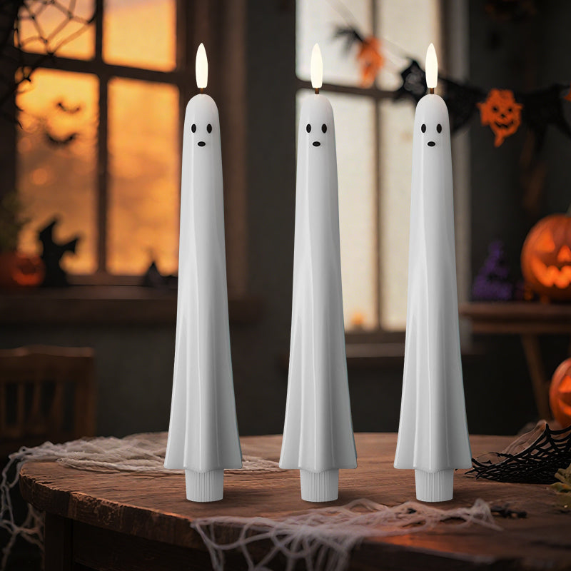 🎃👻 Fjernstyrt spøkelses-LED-lys med 3D-flamme 👻🎃