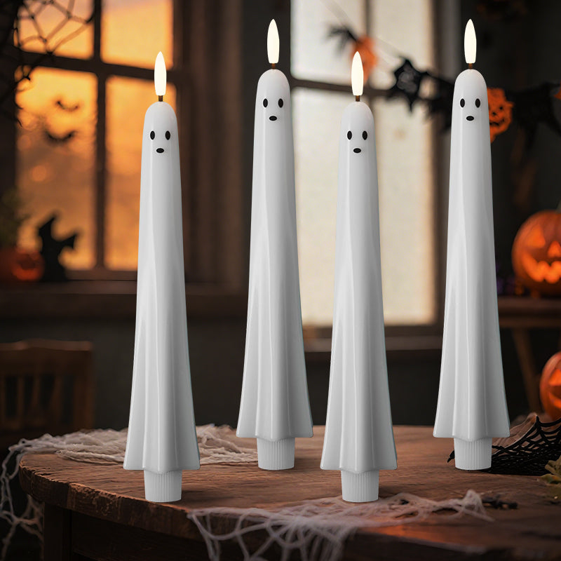 🎃👻 Fjernstyrt spøkelses-LED-lys med 3D-flamme 👻🎃