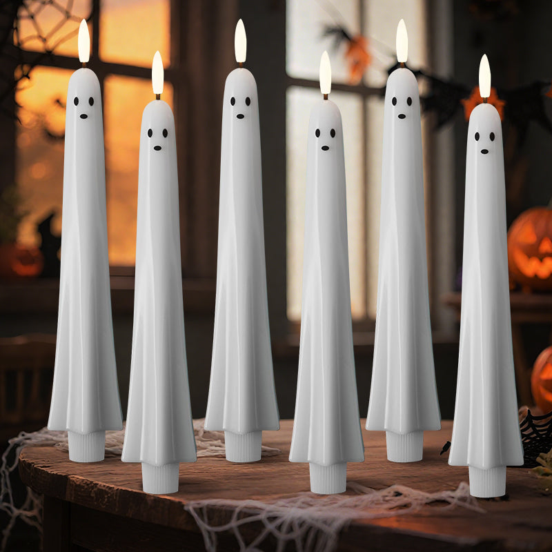 🎃👻 Fjernstyrt spøkelses-LED-lys med 3D-flamme 👻🎃