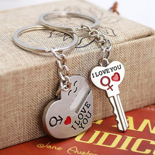 💞Søt hjerteformet nøkkelring nøkkelring par nøkkelring par nøkkelring smykke tilbehør gav