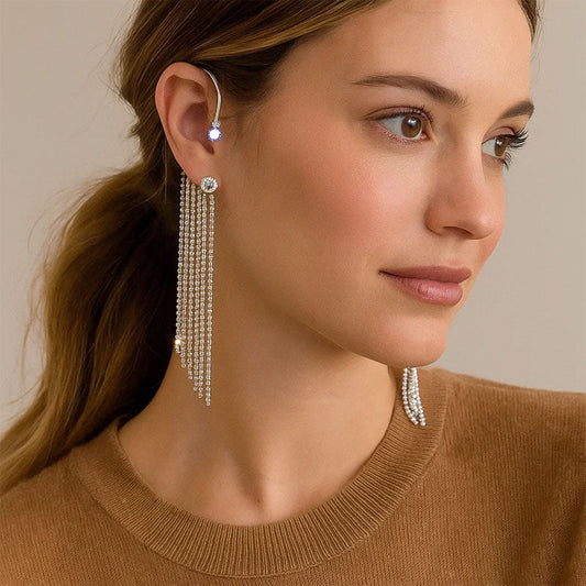 💫✨ Flowy Rhinestone Ørepynt – Glamour i Hvert Bevegelse