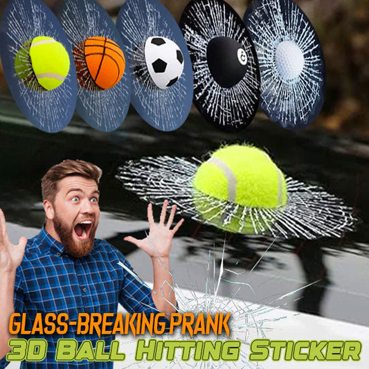 Klistremerke med 3D-ball som slår en glassknusende spøk