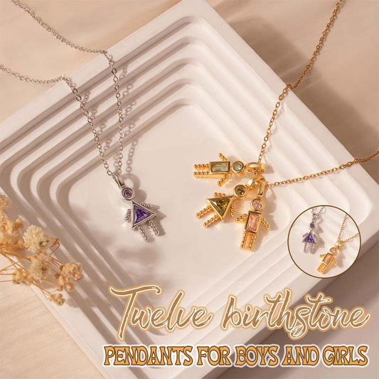 ✨Barnhänge med födelsesten, triangelhalsband för flickor, familjehalsband