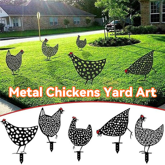 Hønsekyllinger i metall Yard Art