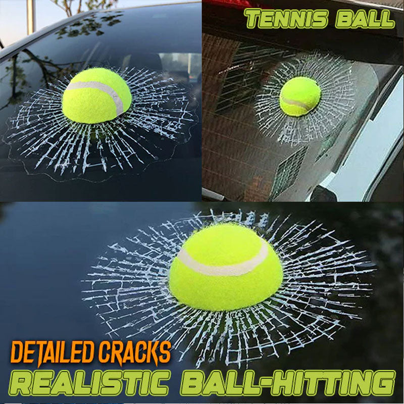 Klistremerke med 3D-ball som slår en glassknusende spøk