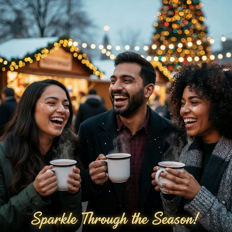 🎅 Juleglitter Fregne Tatoveringsklistremerker