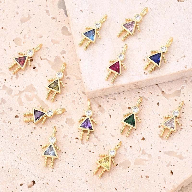 ✨Barnhänge med födelsesten, triangelhalsband för flickor, familjehalsband