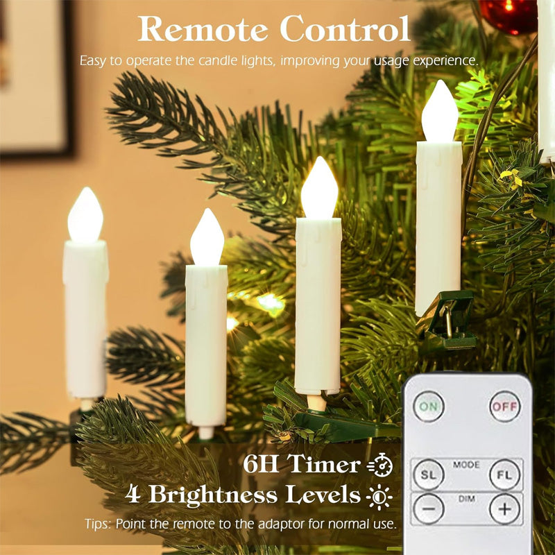 Elfenbensfarget LED-stearinlys Med Klips