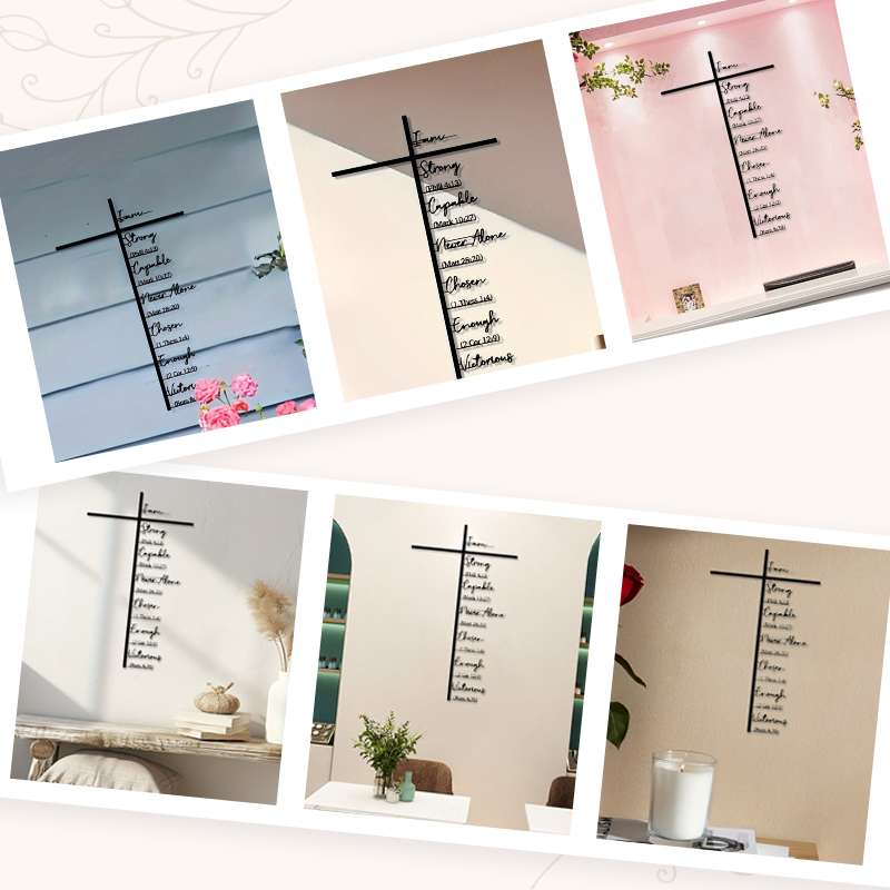 Veggkunst av metallkors med Jesus-krusifiks