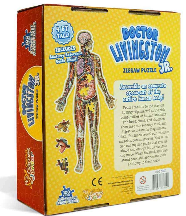 Gulvpuslespill for barn med 100 brikker av menneskekroppen