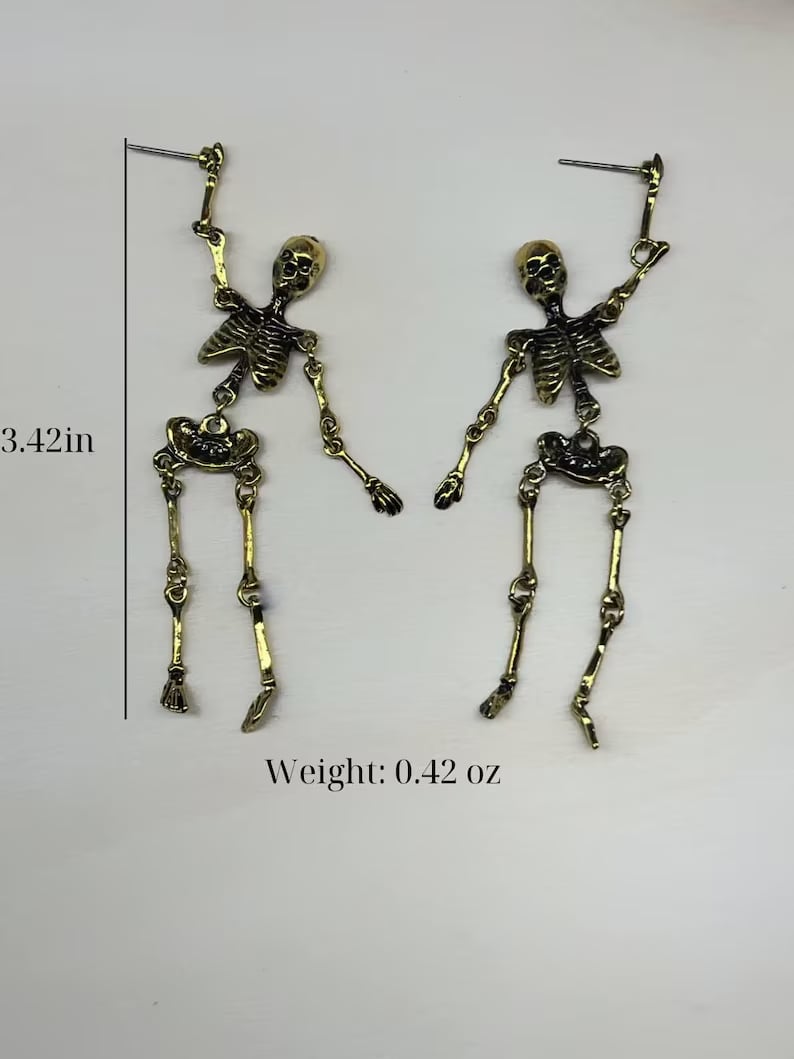 Skjelettøreringer i gull/Gold Skeleton Earring