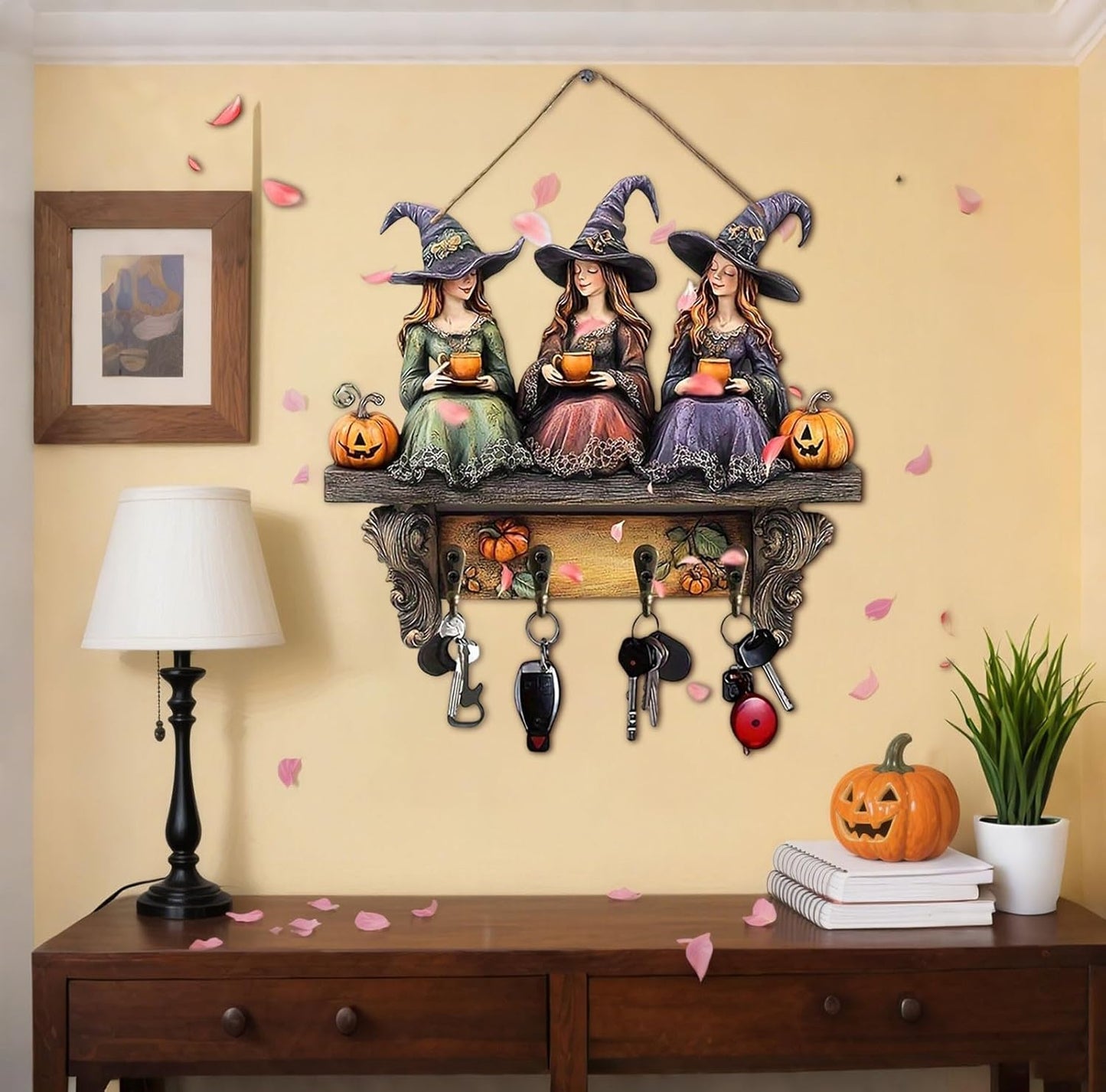 🎃2025 Halloween Häxa Nyckelring Trä Väggdekoration