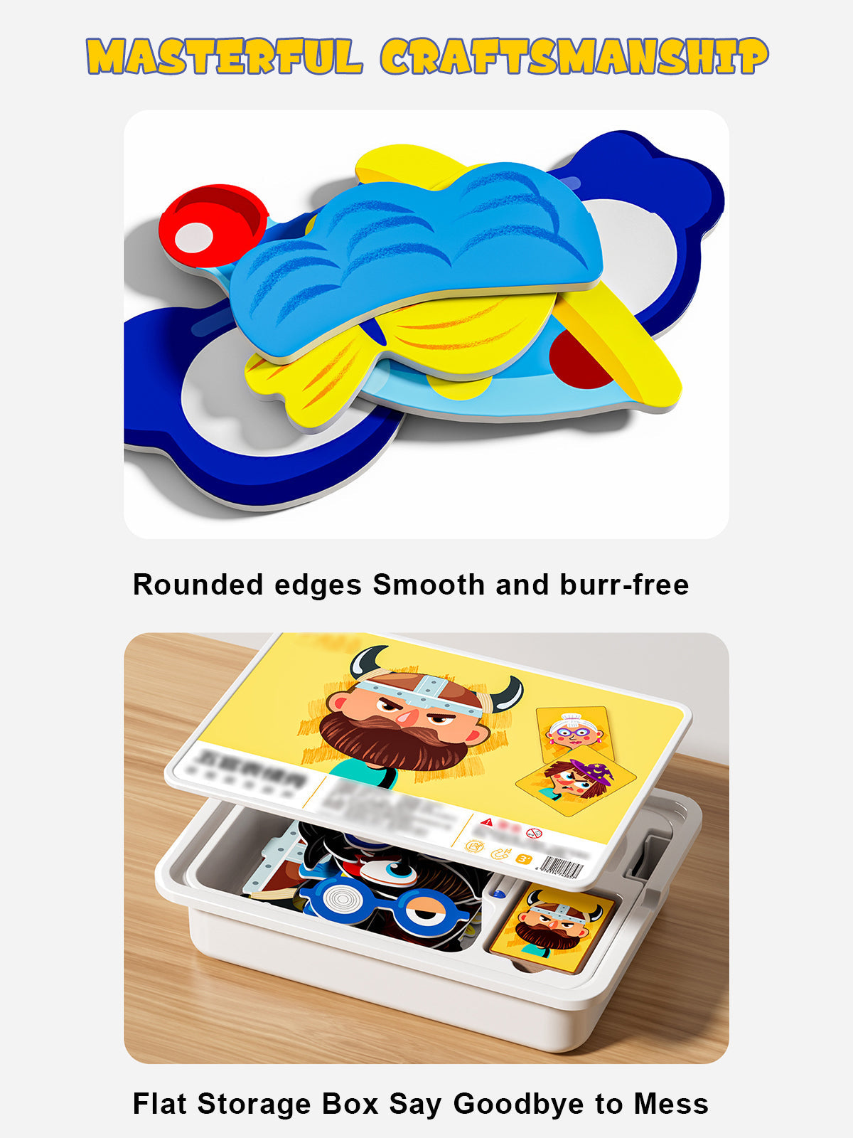 Magnetisk puslespill med ansiktsklær for barn, dobbeltsidig førskolepedagogisk læringsleke for bar