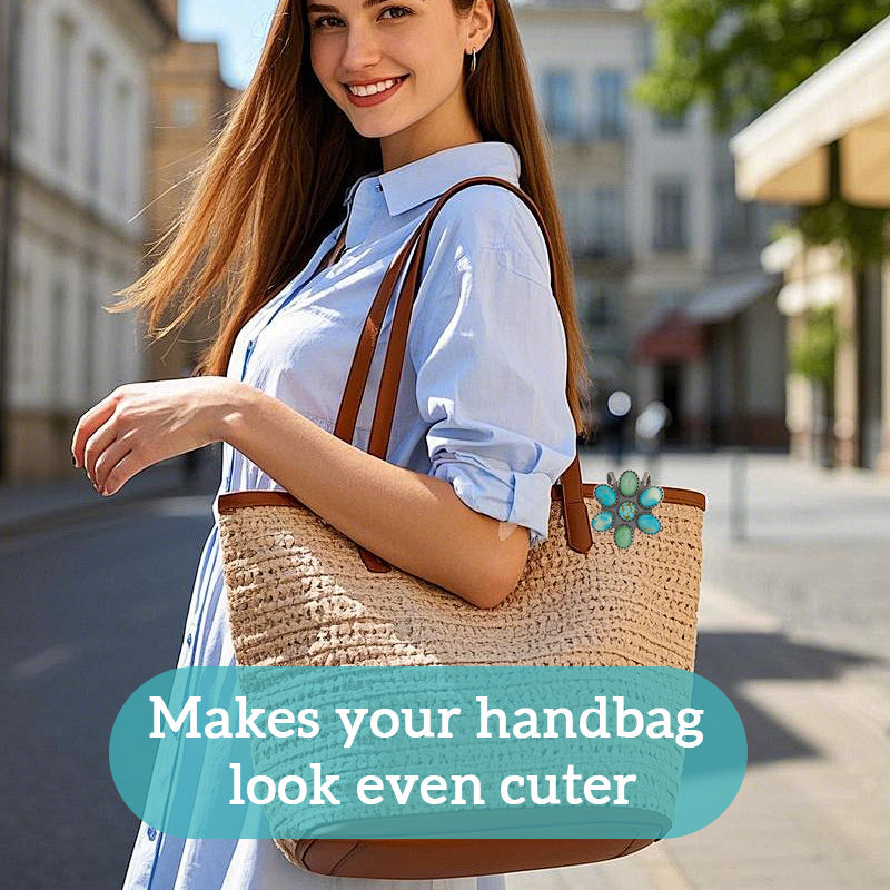 🌼 Turkis Bloom Bag Clip nøkkelholder - finn nøklene dine med stil