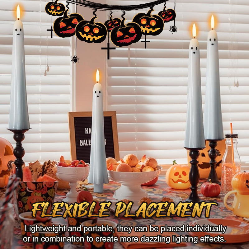 🎃👻 Fjernstyrt spøkelses-LED-lys med 3D-flamme 👻🎃