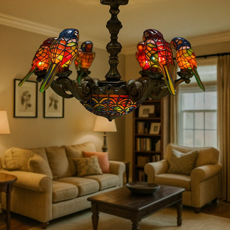 🦜 "Tropical Harmony" papegøyelysekrone - Lys opp tropenes mag