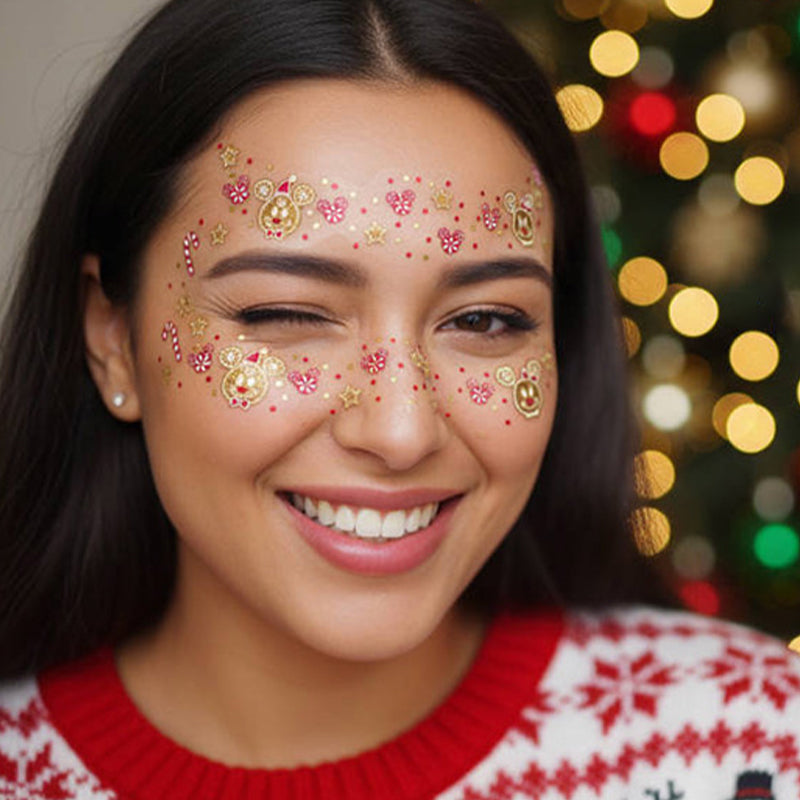 🎅 Juleglitter Fregne Tatoveringsklistremerker