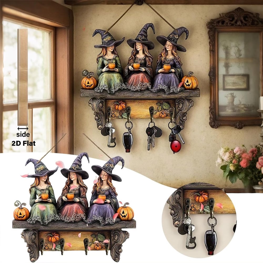 🎃2025 Halloween Häxa Nyckelring Trä Väggdekoration