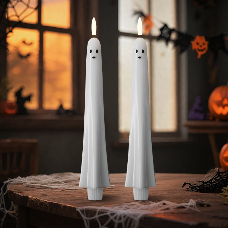 🎃👻 Fjernstyrt spøkelses-LED-lys med 3D-flamme 👻🎃