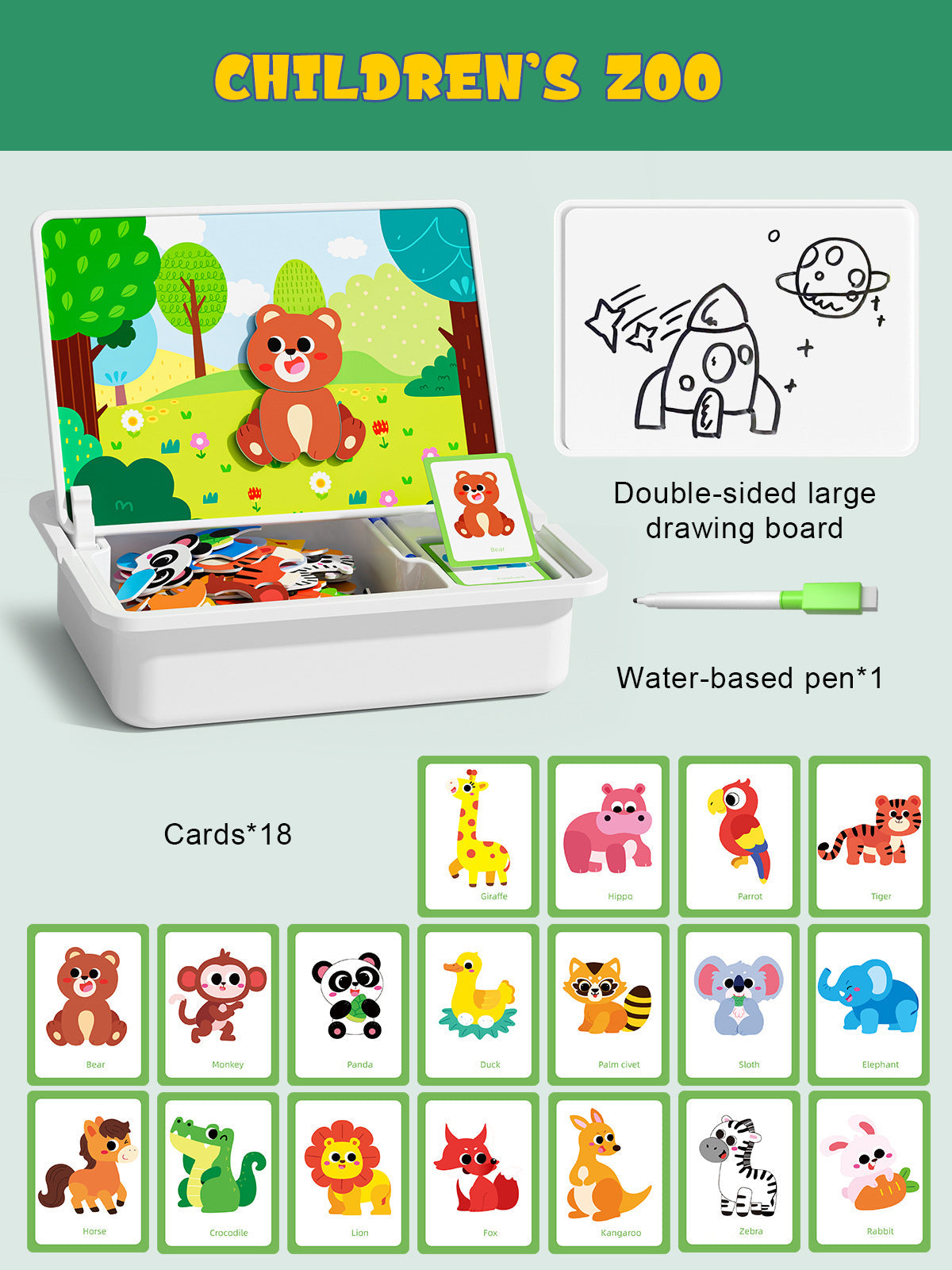 Magnetisk puslespill med ansiktsklær for barn, dobbeltsidig førskolepedagogisk læringsleke for bar