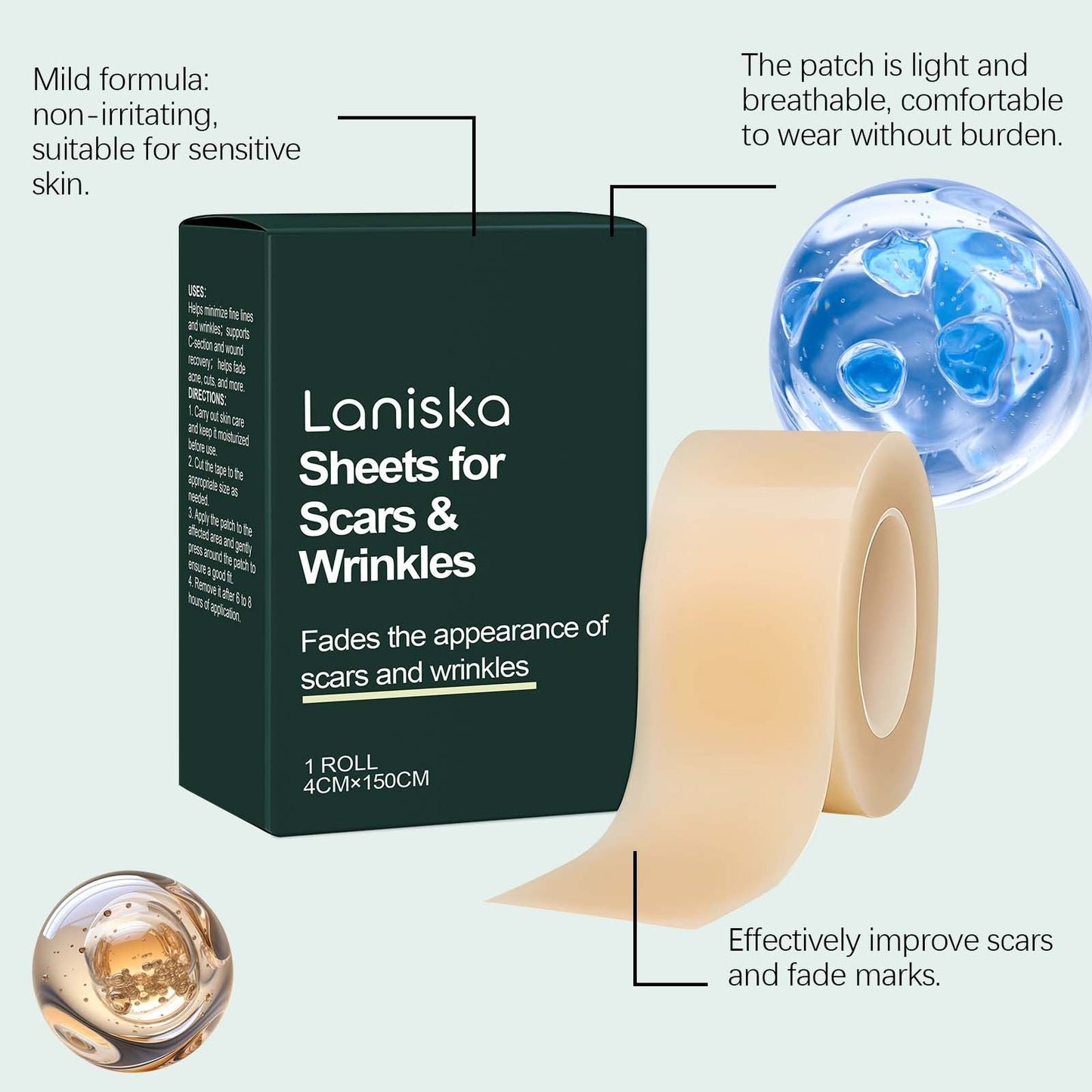Dual Action Real Deep Collagen Sheets For Både Rynkeutjevning Og Falming Av Nye Eller Gamle Arr