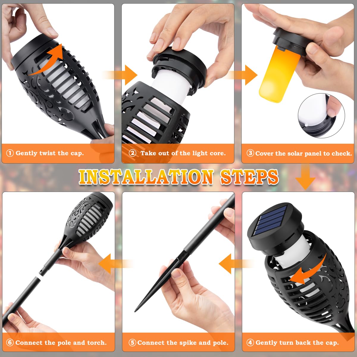 🔥2025 Solcellelamper med fakkel - utendørs dekor med flammende flamme