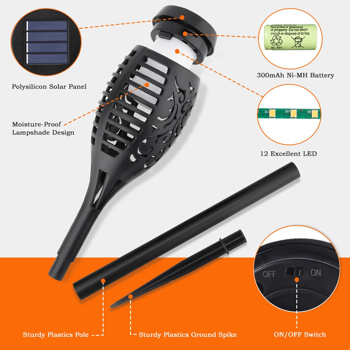 🔥2025 Solcellelamper med fakkel - utendørs dekor med flammende flamme