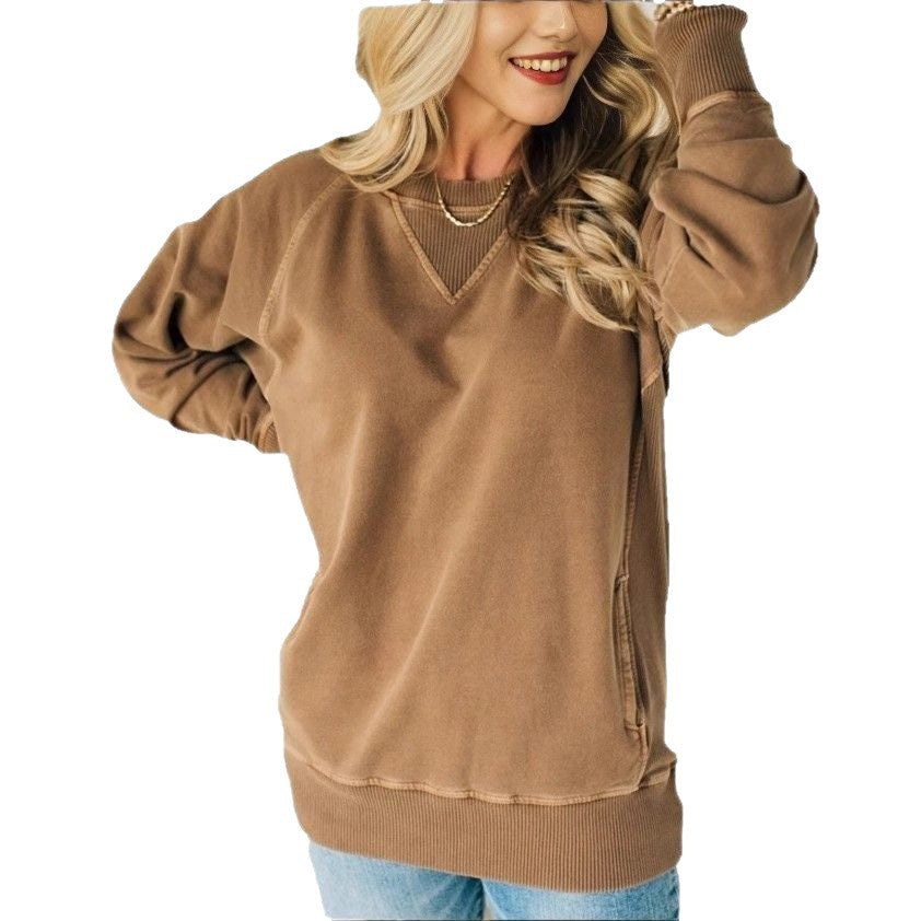 🔥Ribbestrikket genser med lommer for kvinne✨