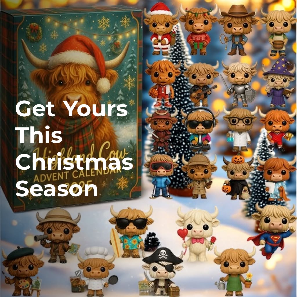 Highland Cow Adventskalender 2025 🐮🎄--24 dager med overraskelser