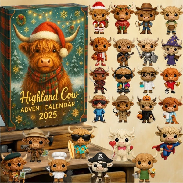 Highland Cow Adventskalender 2025 🐮🎄--24 dager med overraskelser