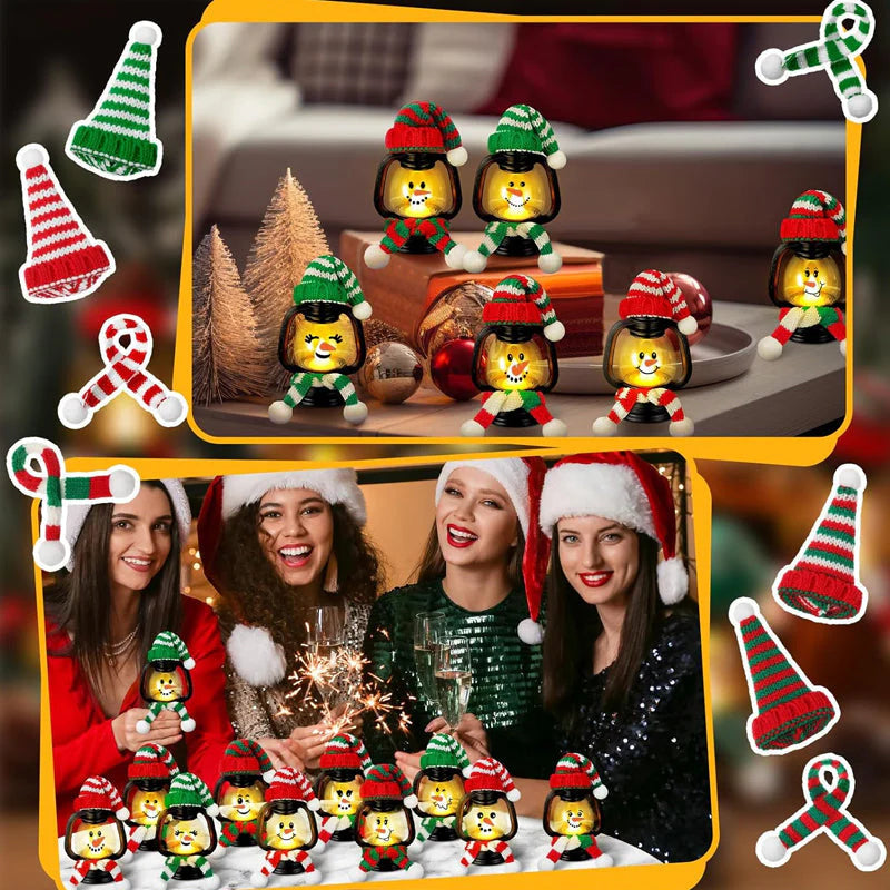 🔥40 % rabatt så lenge lageret rekker 🎉Juledekorasjon Minisnømannlykt med hatter og skjerf